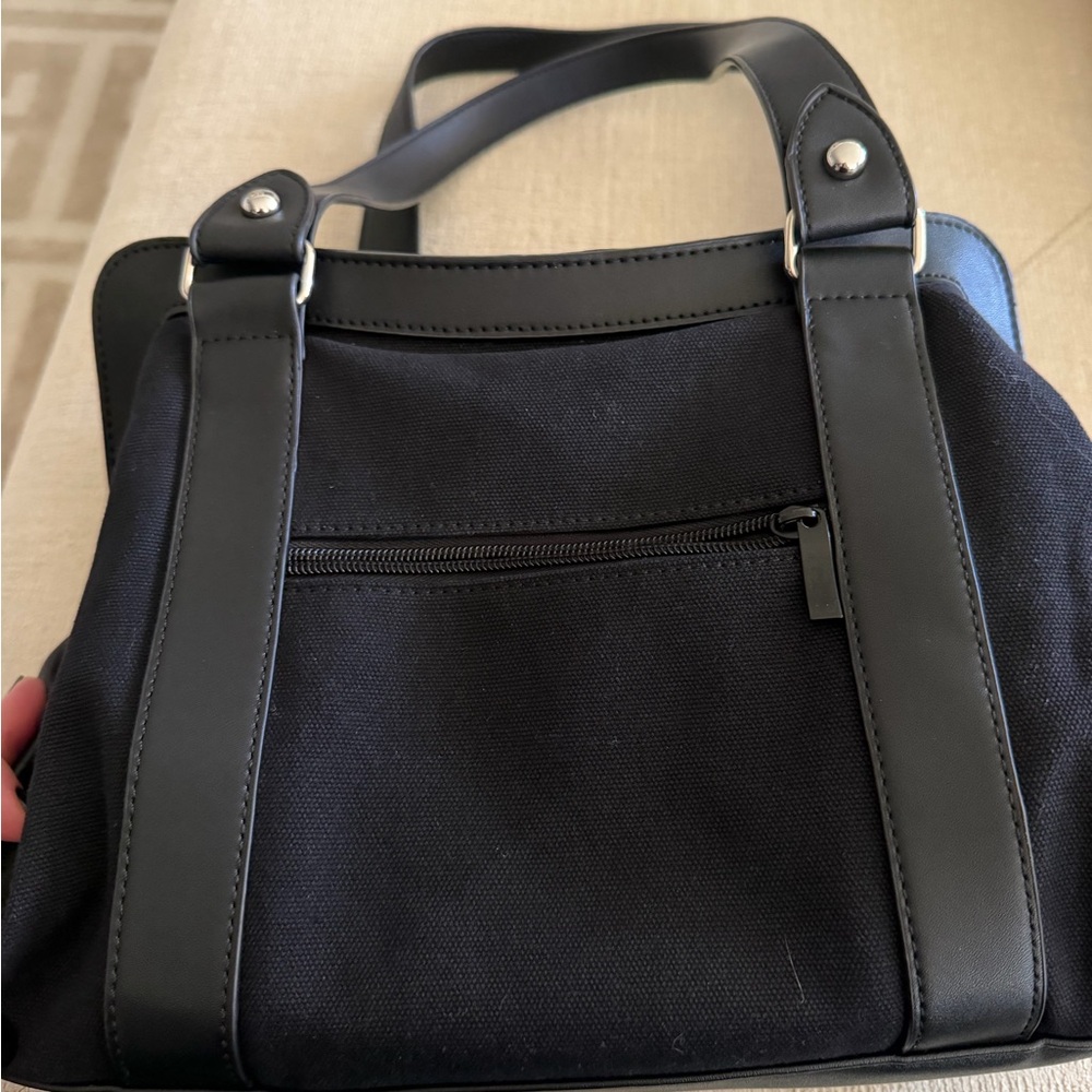 Lost Queen Canvas Bat Studded Shoulder Bag - Picture 3 of 7